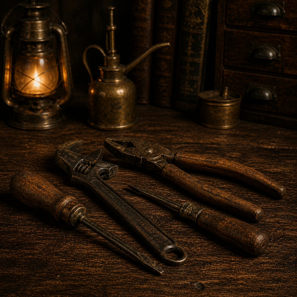 Wood-Handled Hand Tool Set